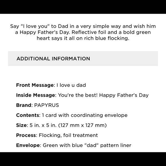 ⚡️5/$30⚡️Papyrus I love U dad, Father’s Day card - Picture 6 of 6